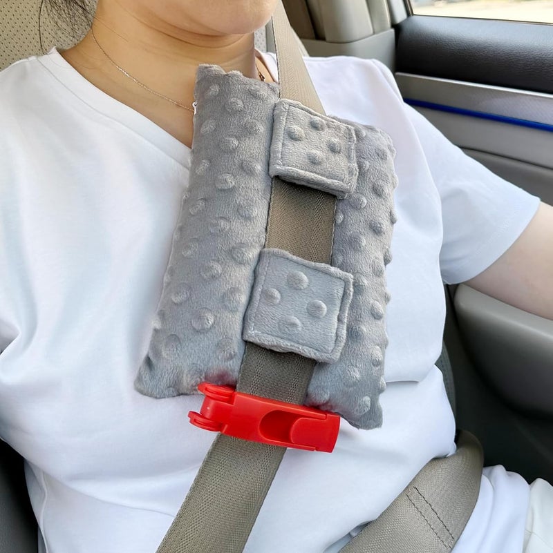 HapiPoppy Port Pillows Chemo Port Pillow for Seatbelt Chest Protector Chemo Patients Pacemaker Heart Surgery Recovery Support Cushion Gifts Women Minky Dot Light Gray - Image 1